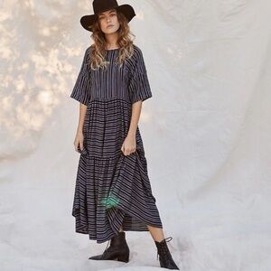 Christy Dawn Theo Dress in Night Stripe, one size petite